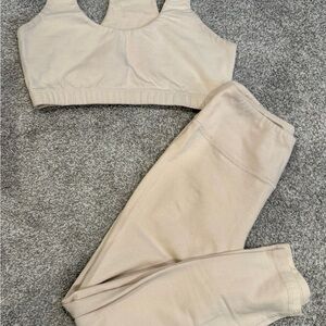 MATE THE LABEL. Beige Sports Bra and Leggings Set